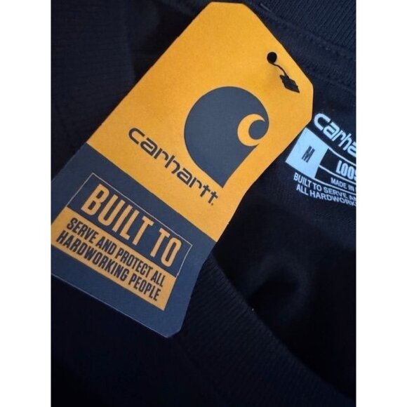 Carhartt Loose Fit Size Medium T-Shirt Pocket Work Shirt Crewneck Long Sleeve Bl - Picture 3 of 7